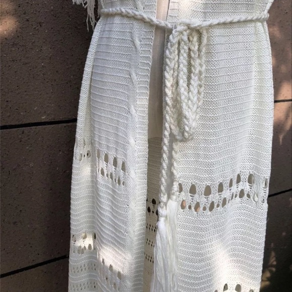 SOLD OUT Ivory Crochet Boho Long Duster Knit Sweater Wrap - Picture 3 of 3